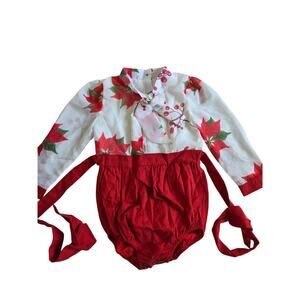 Eliza Grace Christmas Poinsettia Romper